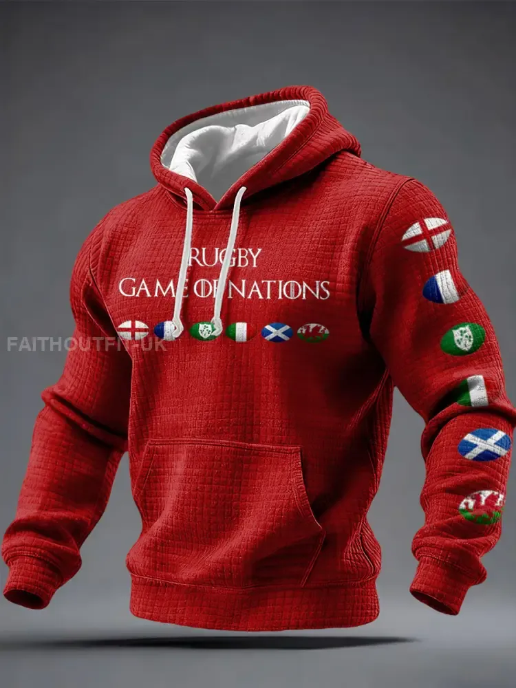 Men’s Nations of Rugby Lover Printed Hoodie