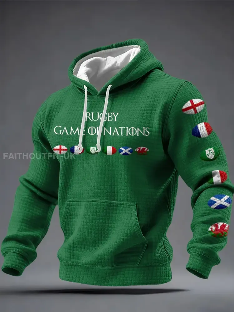 Men’s Nations of Rugby Lover Printed Hoodie