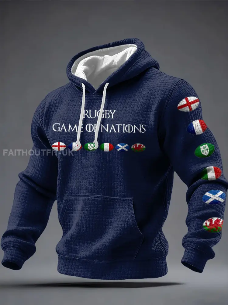 Men’s Nations of Rugby Lover Printed Hoodie
