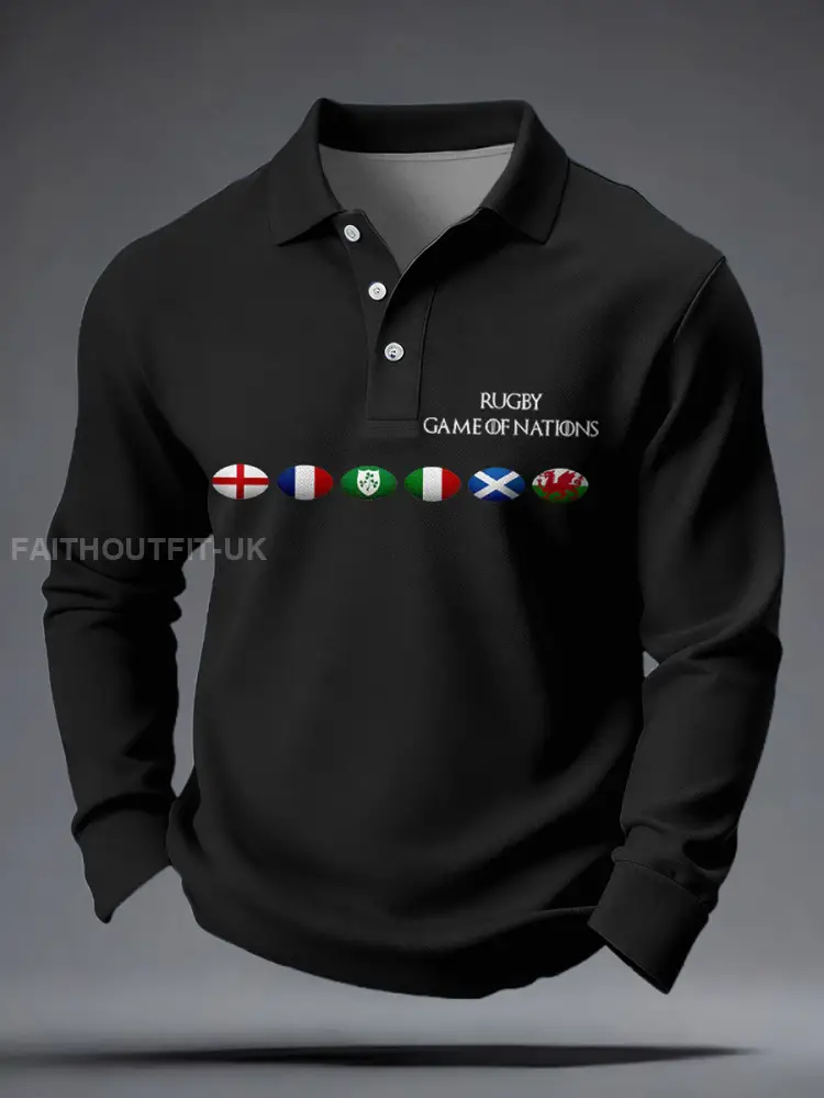 Men’s Nations of Rugby Lover Printed Casual Tops