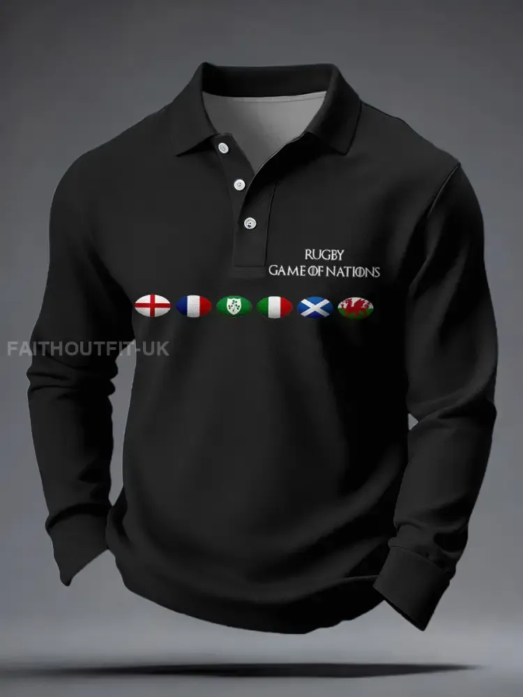 Men’s Nations of Rugby Lover Printed Casual Tops