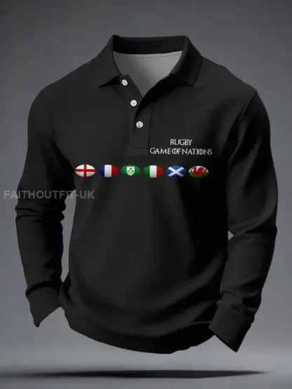 Men’s Nations of Rugby Lover Printed Casual Tops