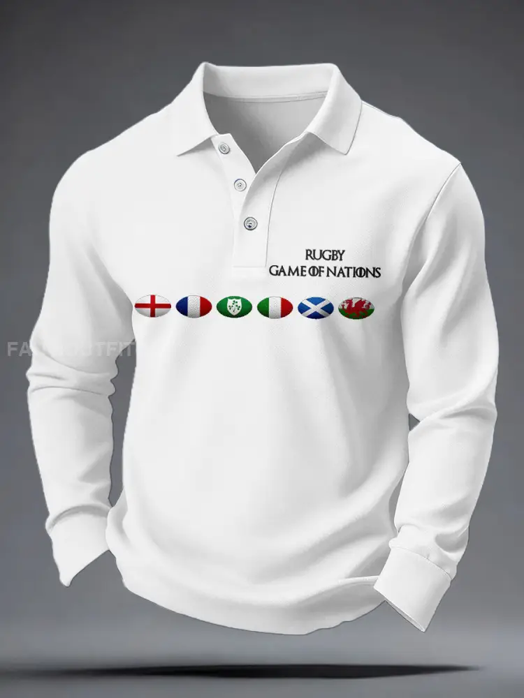 Men’s Nations of Rugby Lover Printed Casual Tops