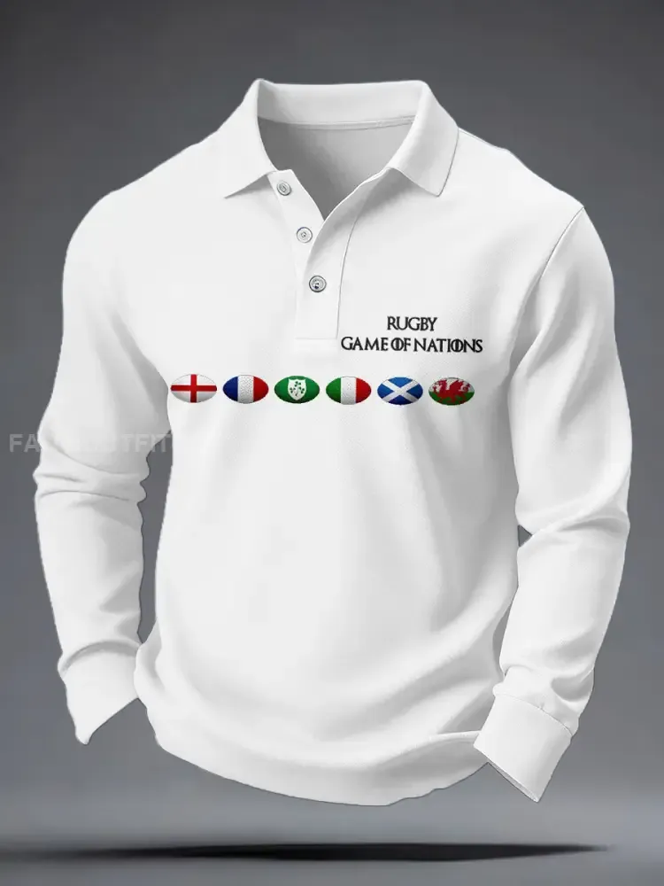 Men’s Nations of Rugby Lover Printed Casual Tops