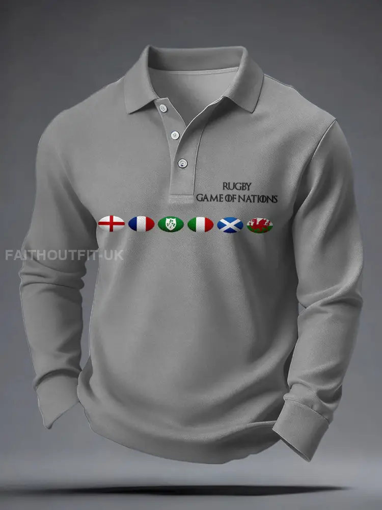 Men’s Nations of Rugby Lover Printed Casual Tops