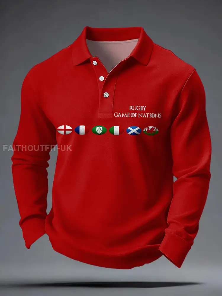 Men’s Nations of Rugby Lover Printed Casual Tops