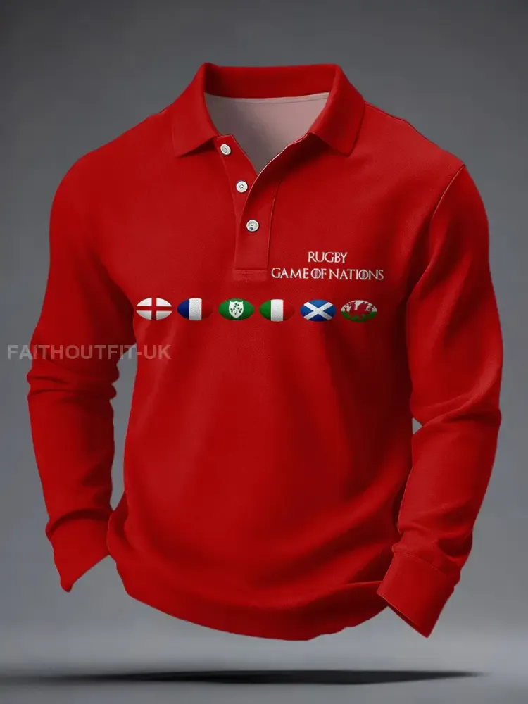 Men’s Nations of Rugby Lover Printed Casual Tops