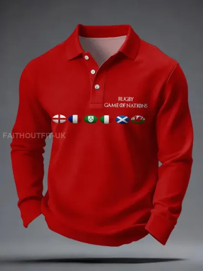 Men’s Nations of Rugby Lover Printed Casual Tops