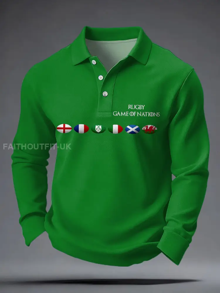 Men’s Nations of Rugby Lover Printed Casual Tops