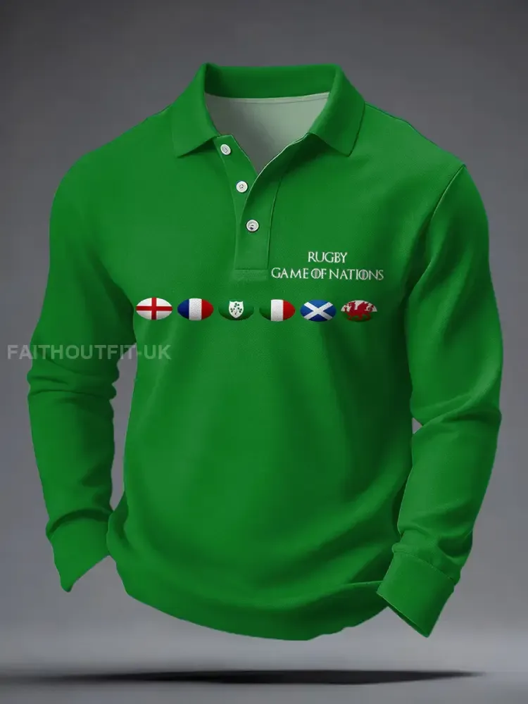 Men’s Nations of Rugby Lover Printed Casual Tops