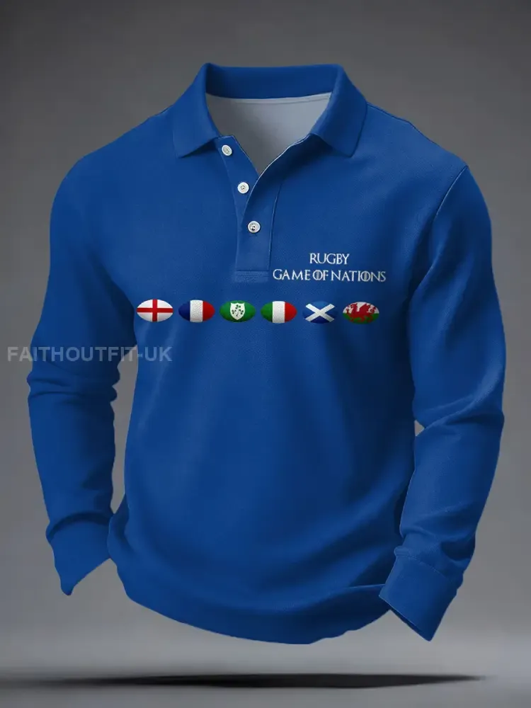 Men’s Nations of Rugby Lover Printed Casual Tops