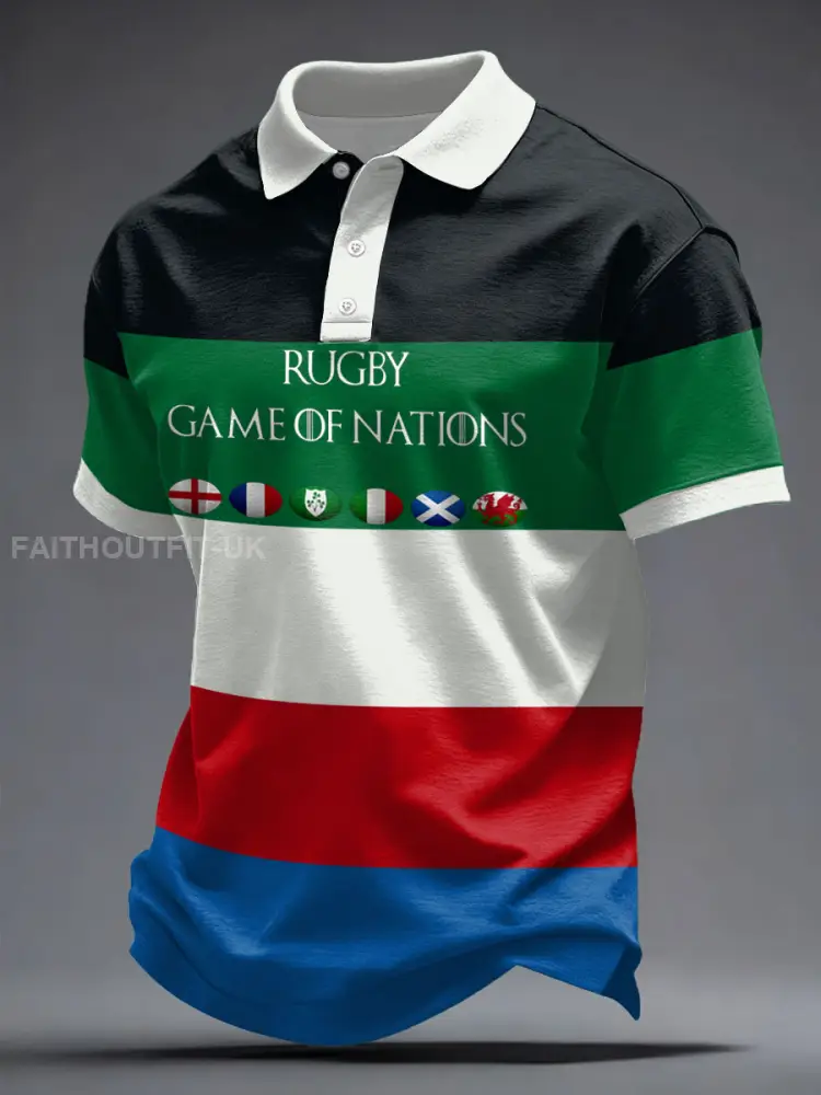 Men’s Nations of Rugby Lover Printed Casual Tops