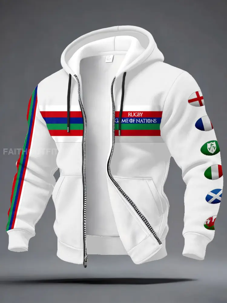 Men’s Nations of Rugby Lover Printed Coat