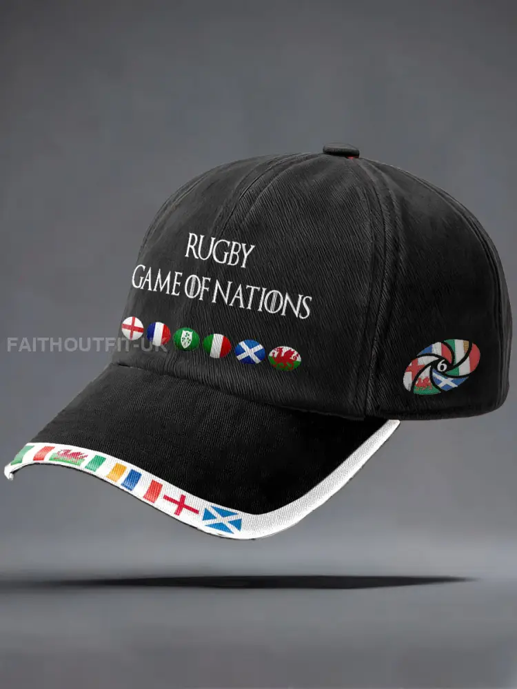 Unisex Nations of Rugby Lover Printed Hat - Black · ONE