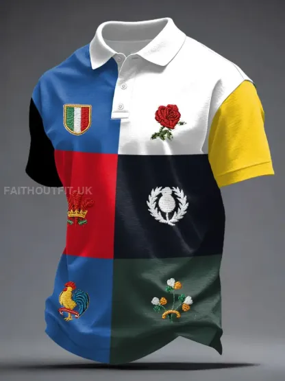 Men’s Nations of Rugby Lover Printed Casual Tops