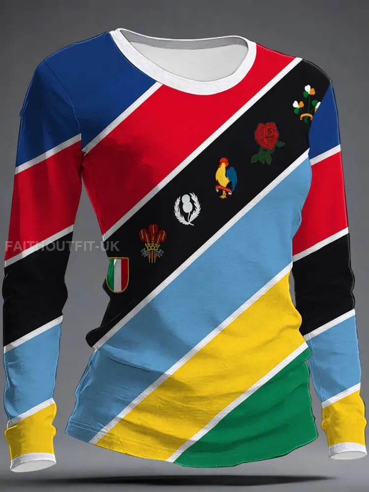 Women’s Nations of Rugby Lover Printed Tops
