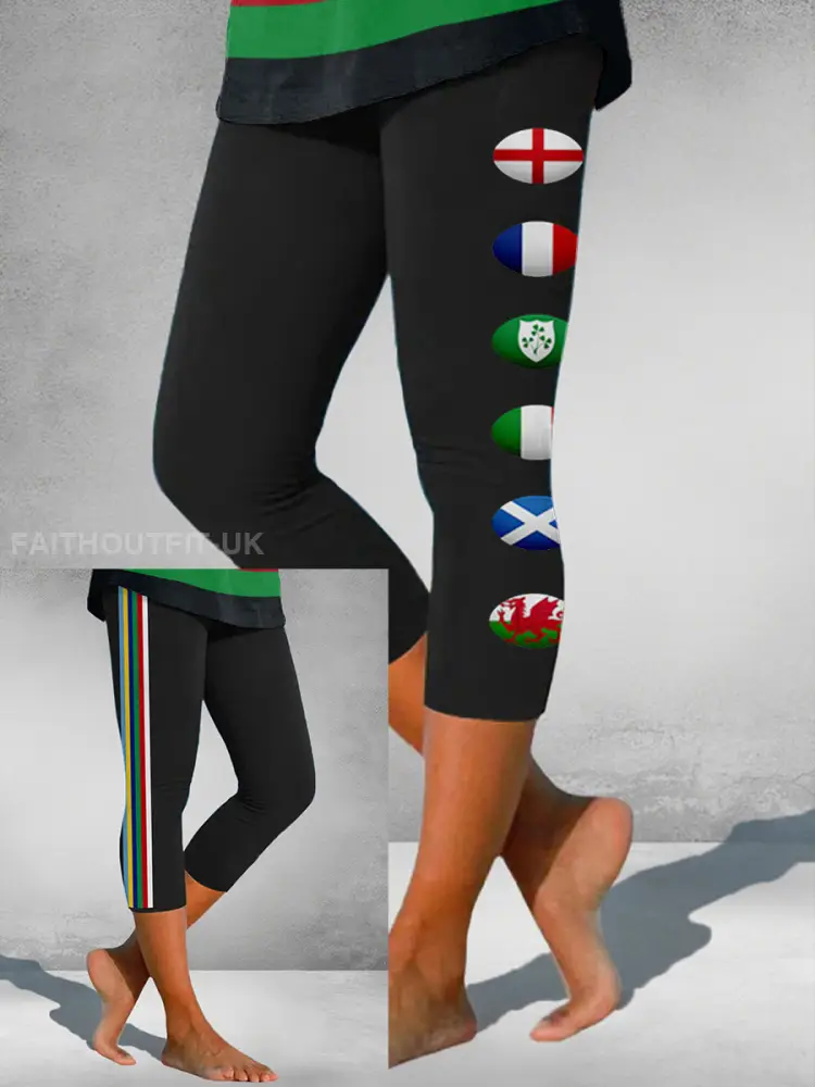 Women’s Nations of Rugby Lover Printed Seven-minute Bottoms