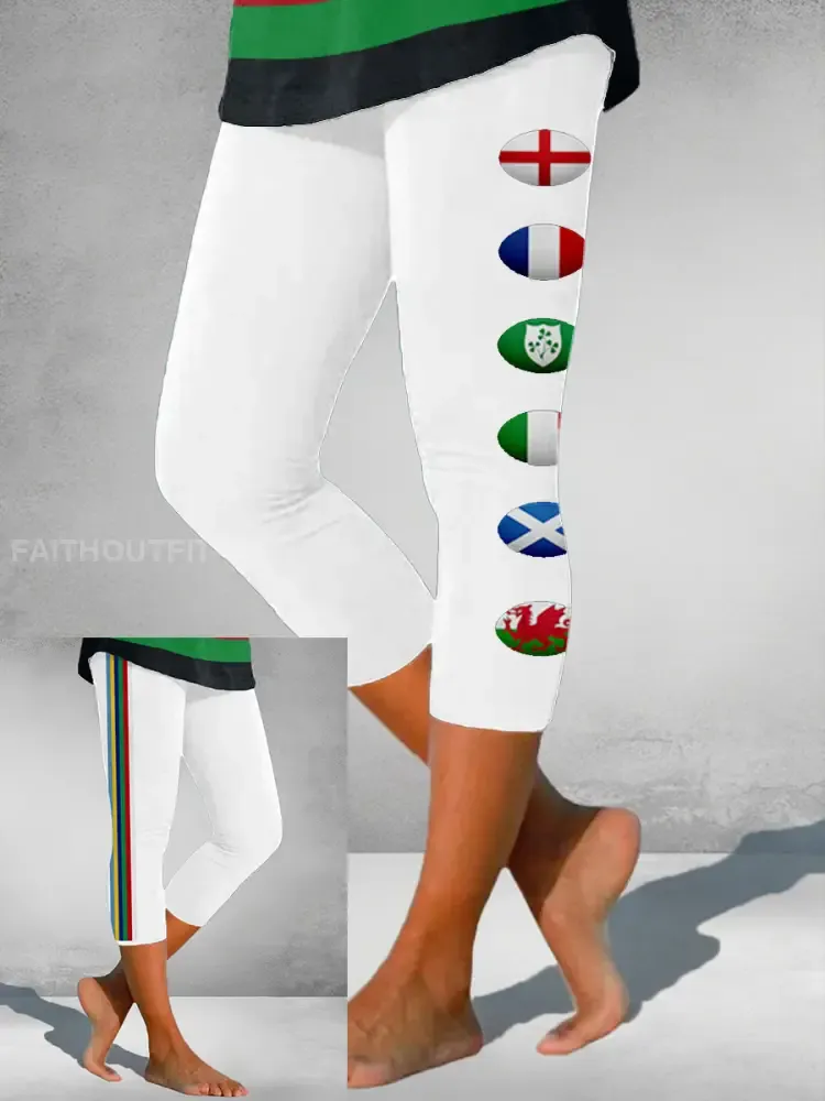 Women’s Nations of Rugby Lover Printed Seven-minute Bottoms