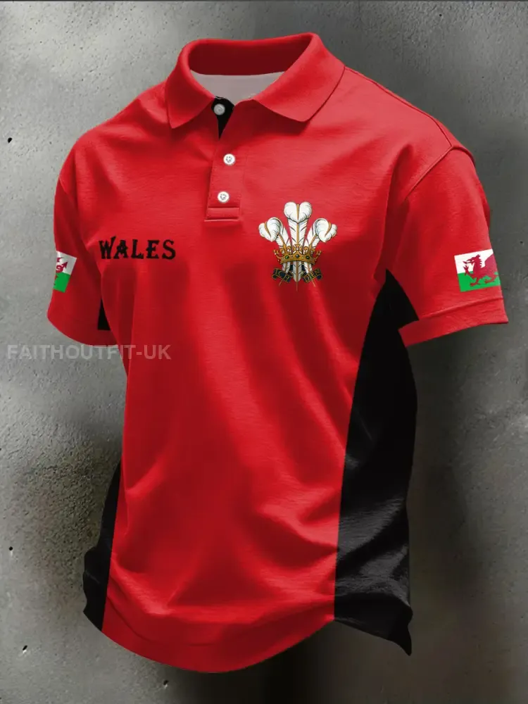 Men’s Wales Welsh Rugby Lover Printed Casual Tops