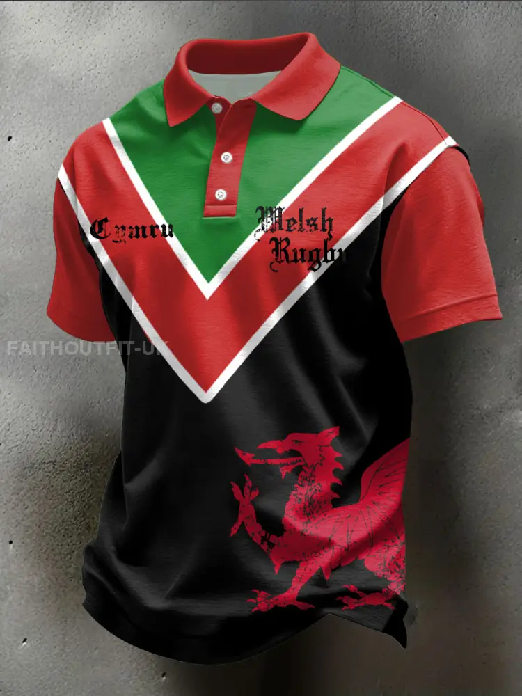 Men’s Wales Welsh Rugby Lover Printed Casual Tops