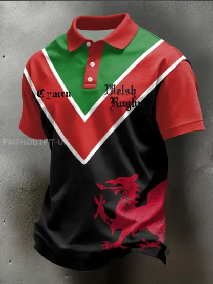 Men’s Wales Welsh Rugby Lover Printed Casual Tops