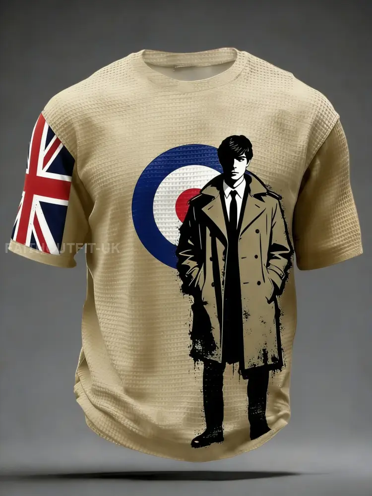 Men's Retro Punk Music The Modfather Printed Waffle T-Shirt