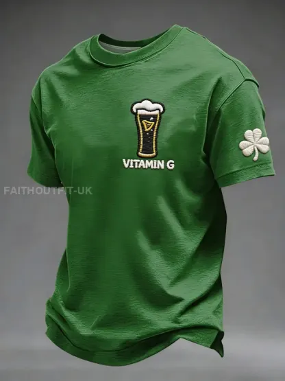 Men’s Funny St. Patrick’s Day Vitamin G Beer Short Sleeve T-shirt