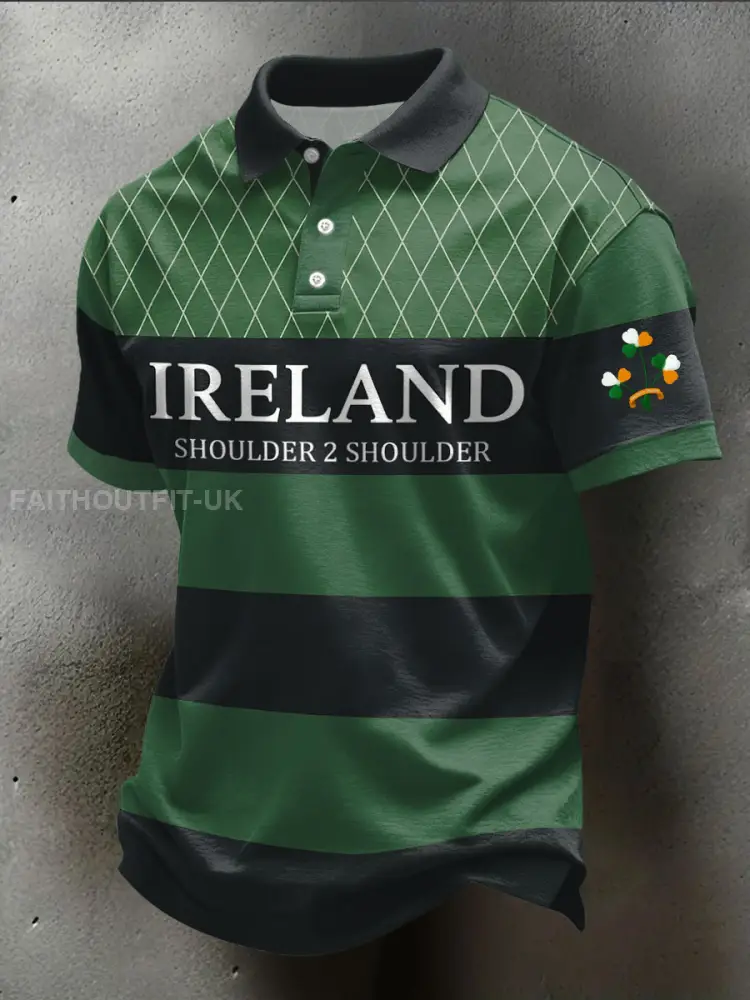 Men’s Ireland Rugby Lover Shouler 2 Shoulder Printed Casual Tops