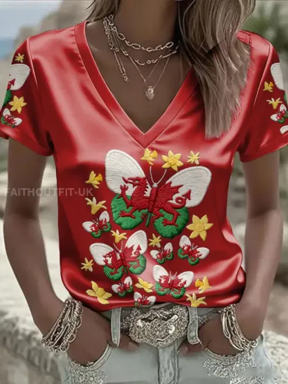 Women’s Wales Welsh Rugby Art Printed T-shirt