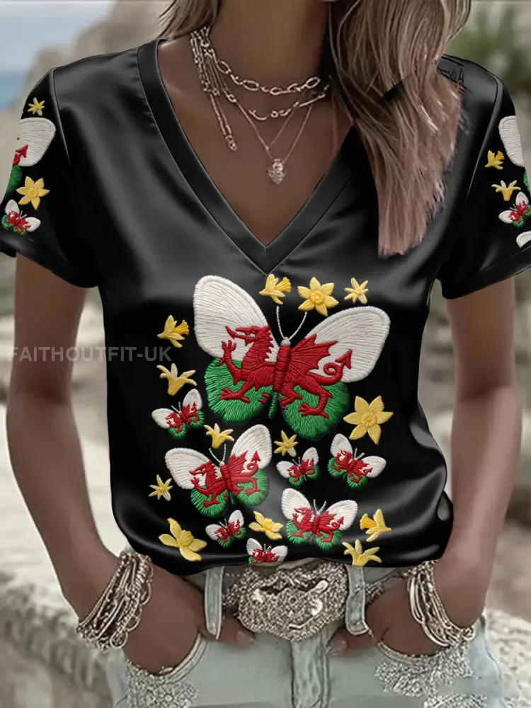 Women’s Wales Welsh Rugby Art Printed T-shirt