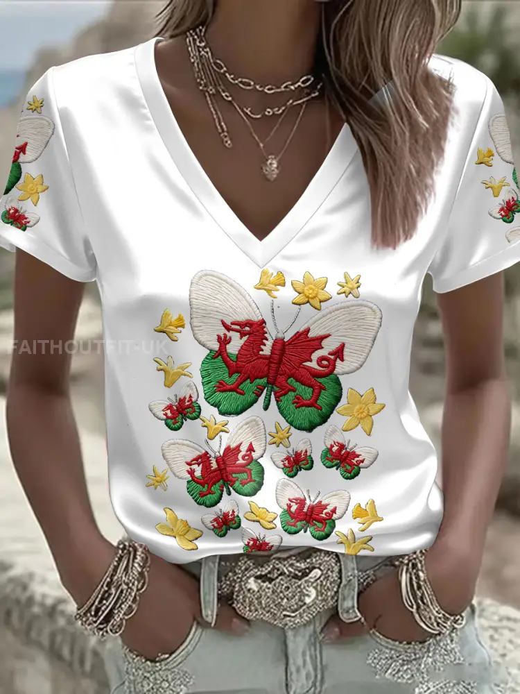 Women’s Wales Welsh Rugby Art Printed T-shirt