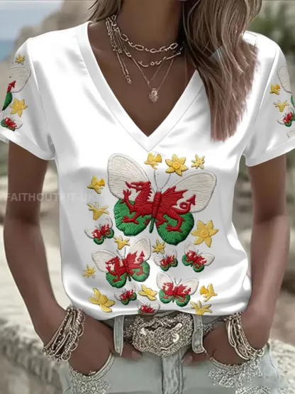 Women’s Wales Welsh Rugby Art Printed T-shirt