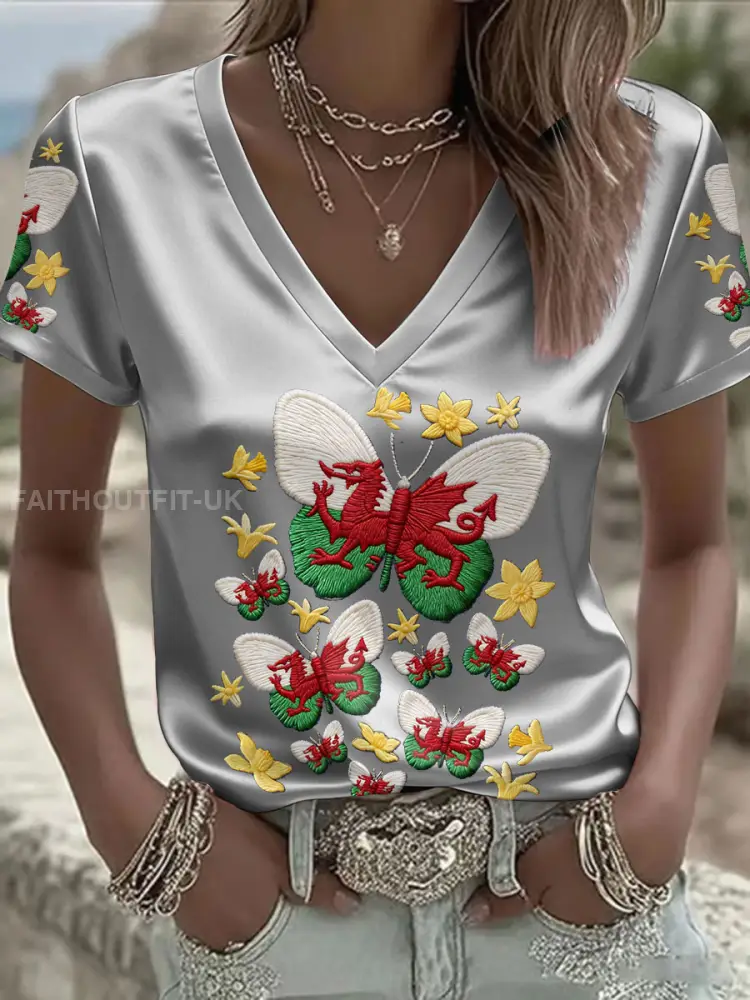 Women’s Wales Welsh Rugby Art Printed T-shirt