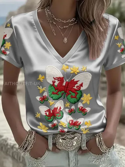 Women’s Wales Welsh Rugby Art Printed T-shirt