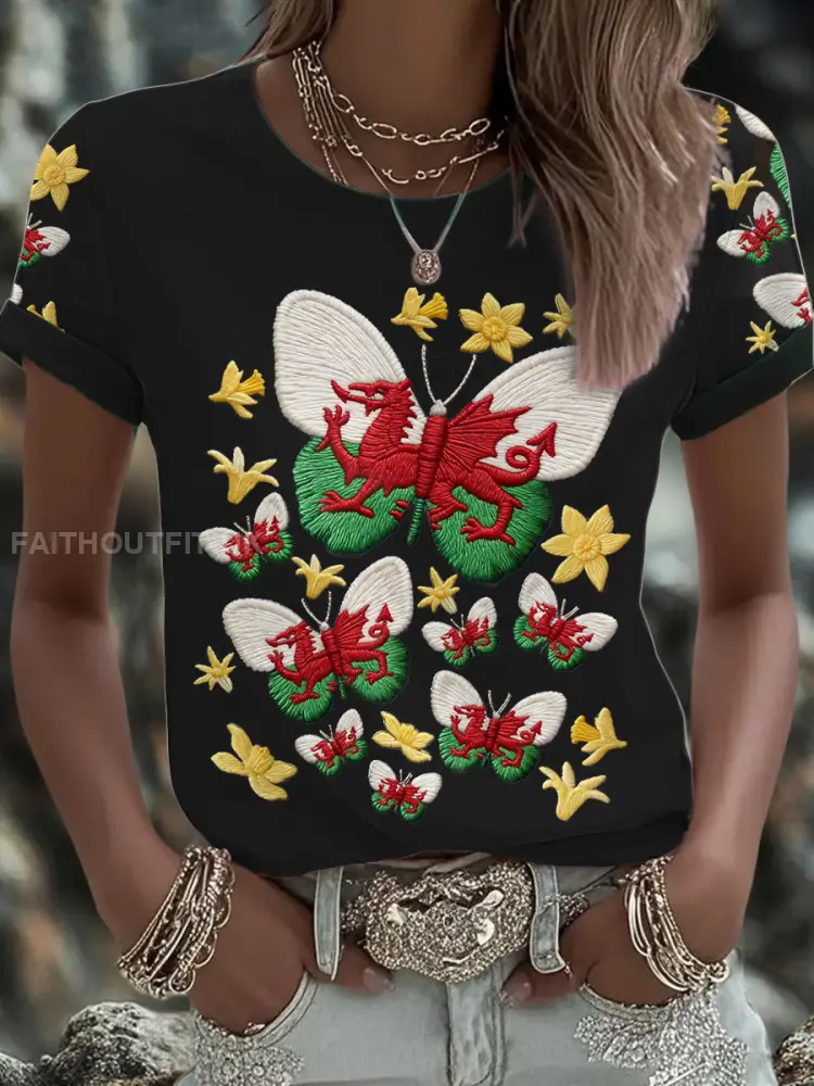 Women’s Wales Welsh Rugby Art Printed T-shirt