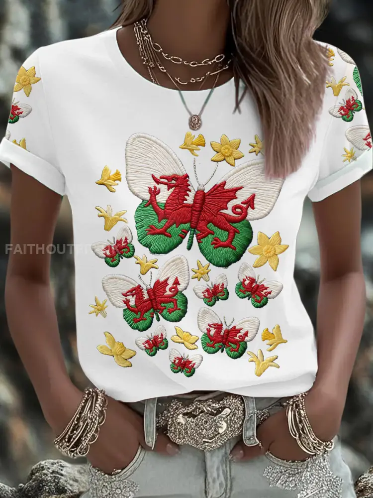 Women’s Wales Welsh Rugby Art Printed T-shirt