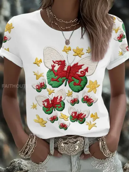 Women’s Wales Welsh Rugby Art Printed T-shirt