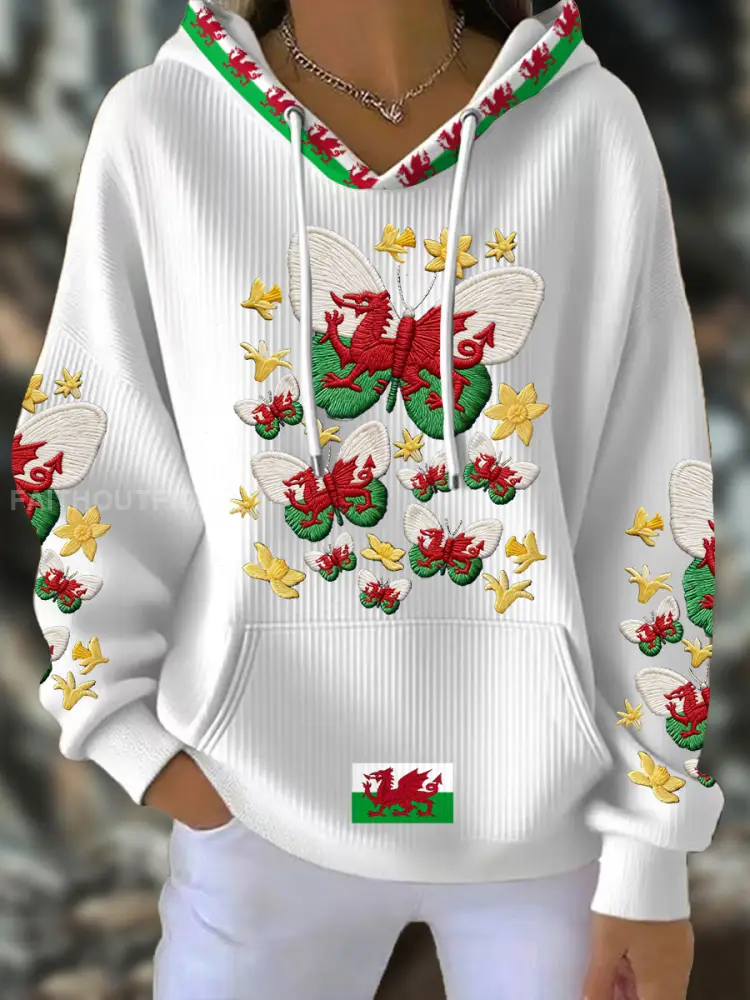 Women’s Wales Welsh Rugby Art Printed Hoodie