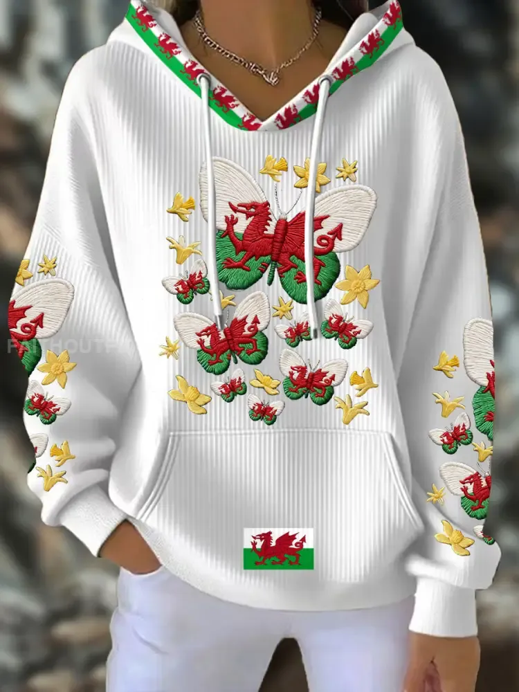 Women’s Wales Welsh Rugby Art Printed Hoodie