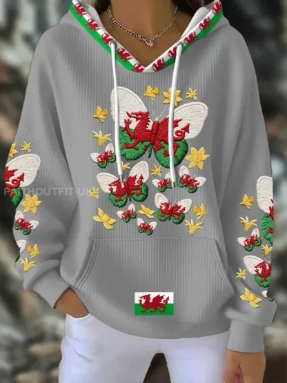 Women’s Wales Welsh Rugby Art Printed Hoodie