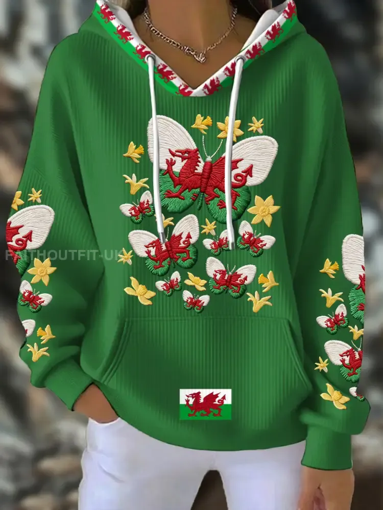 Women’s Wales Welsh Rugby Art Printed Hoodie