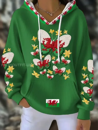 Women’s Wales Welsh Rugby Art Printed Hoodie