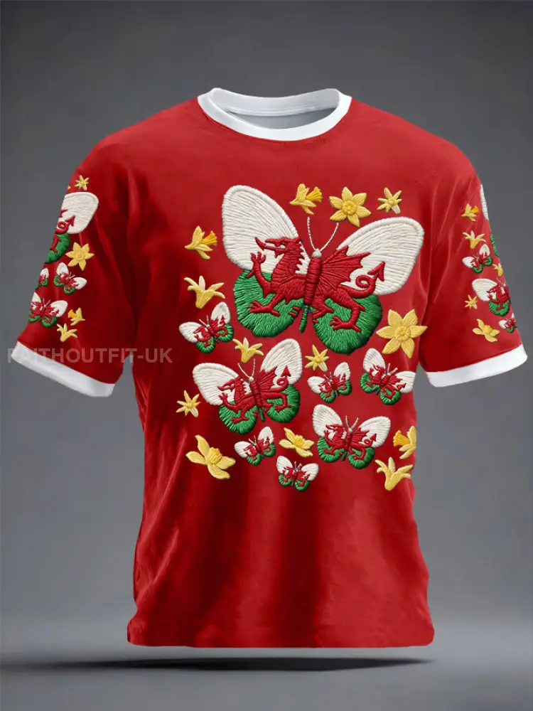 Unisex Wales Welsh Rugby Art Printed T-shirt