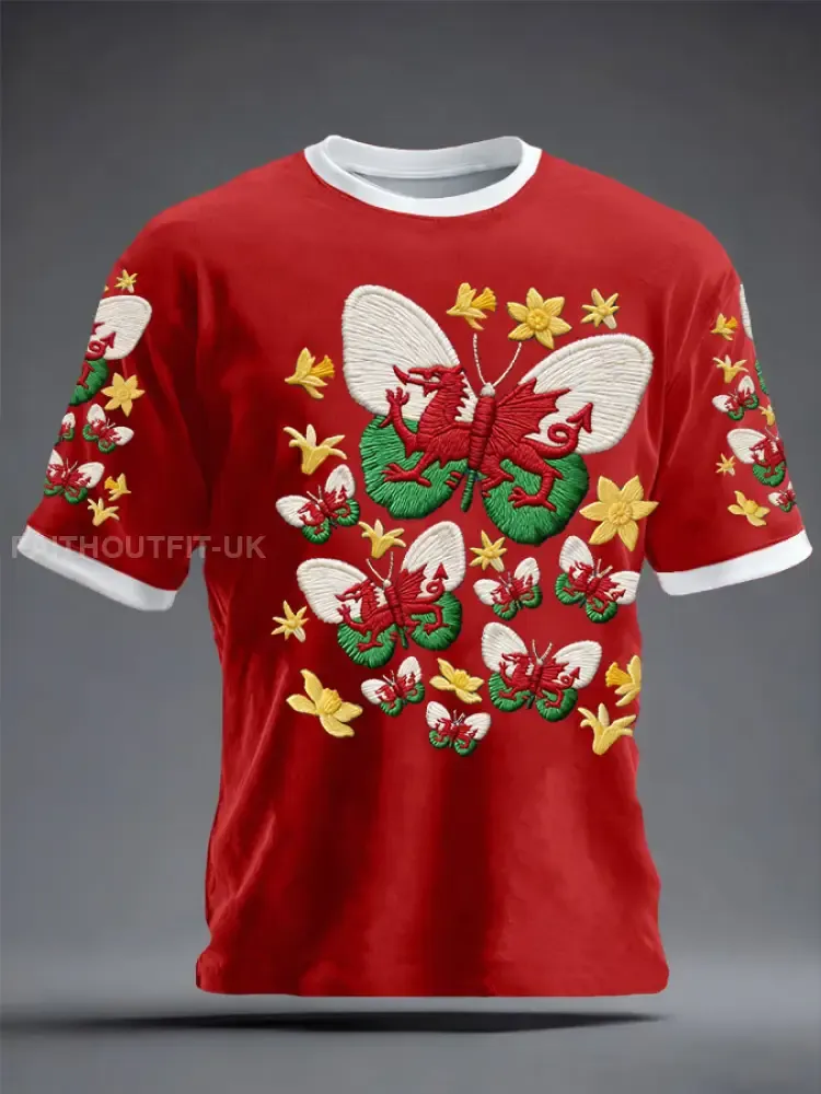 Unisex Wales Welsh Rugby Art Printed T-shirt