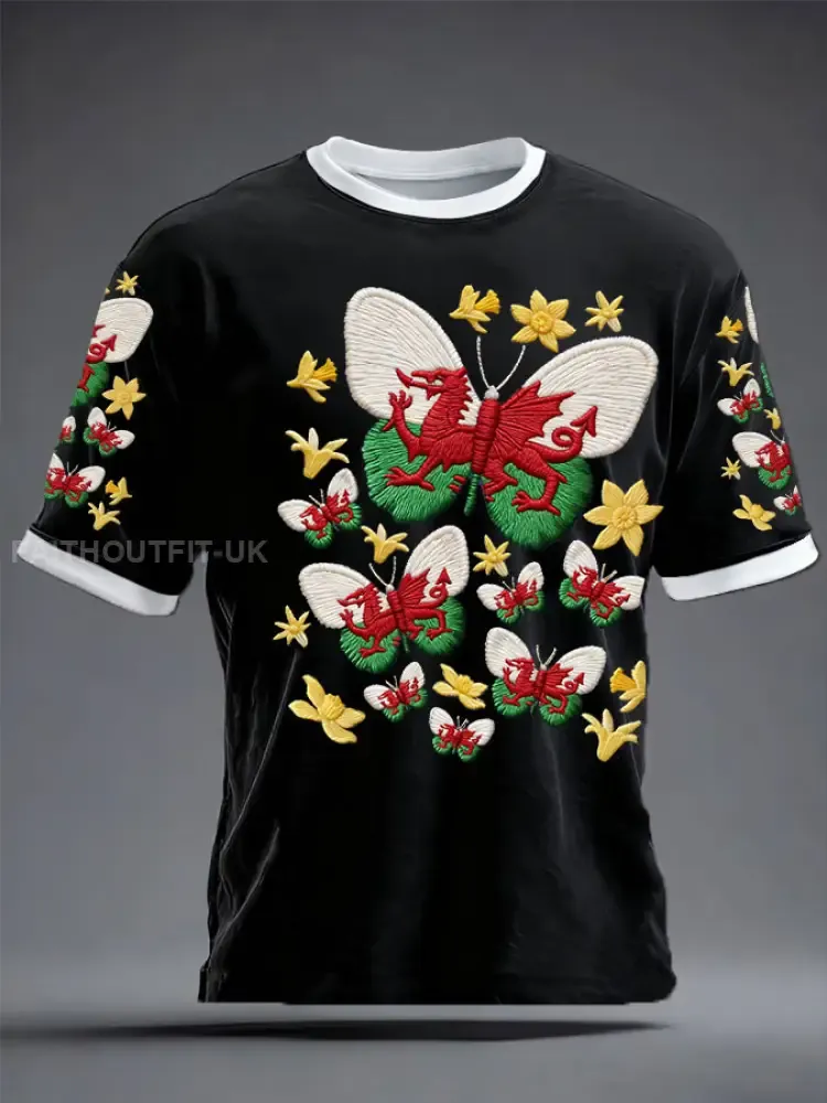 Unisex Wales Welsh Rugby Art Printed T-shirt