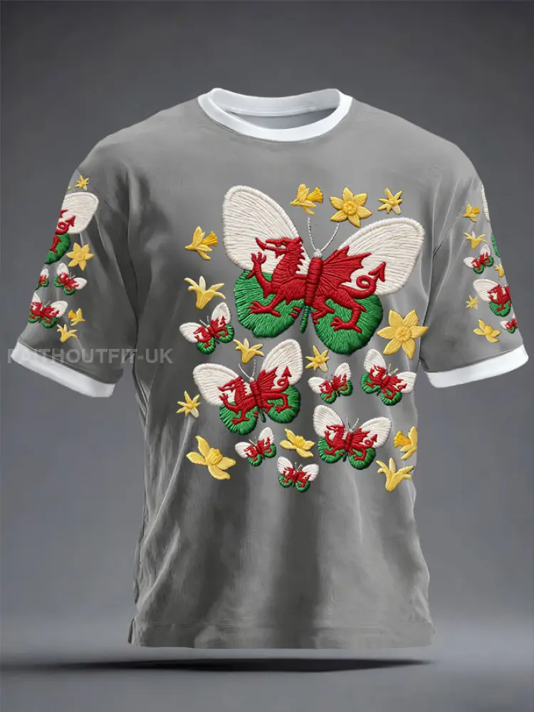 Unisex Wales Welsh Rugby Art Printed T-shirt