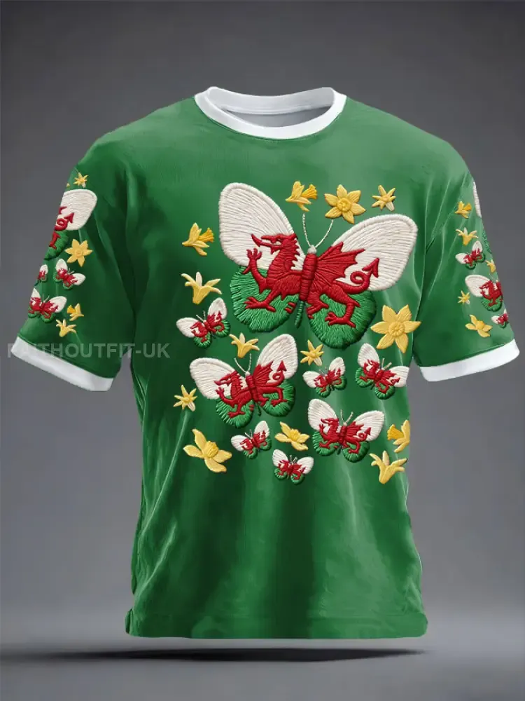 Unisex Wales Welsh Rugby Art Printed T-shirt