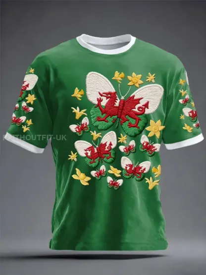 Unisex Wales Welsh Rugby Art Printed T-shirt