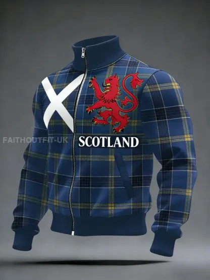 Men’s Scotland We’ll Be Coming 2026 Football Lover Casual Zip-Up Stand Collar Jacket