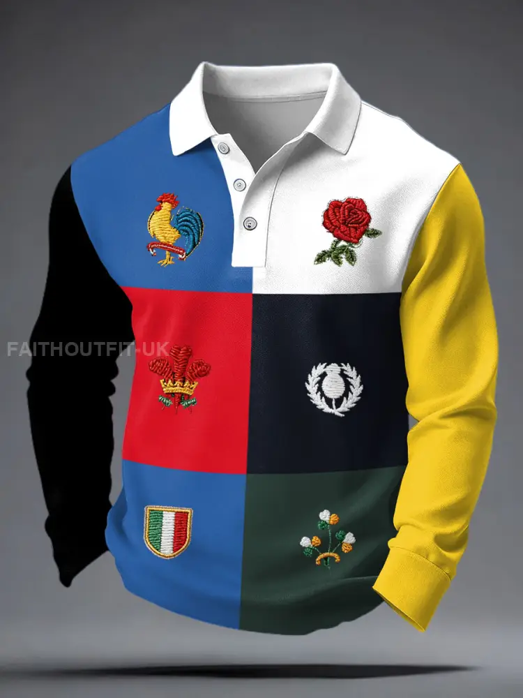 Men’s 6 Nations Rugby Art Printed Casual Tops